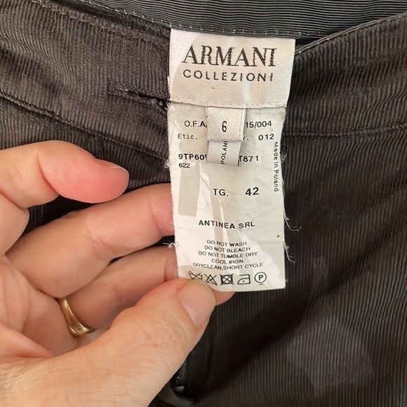 Vintage Armani Collezioni Fine Cord Gray Khaki Lux Trousers - Picture 5 of 10